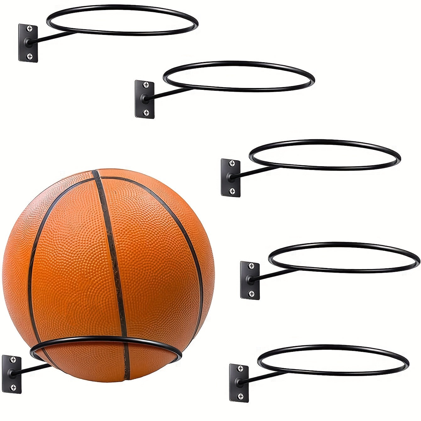 Wall Mounted Ball Rack Storage Holder for Basketball Football Volleyball