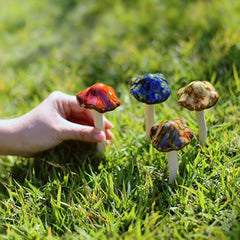 4pcs Mushroom Yard Decor Ceramic Mushroom Garden Statue Fairy Garden Stakes