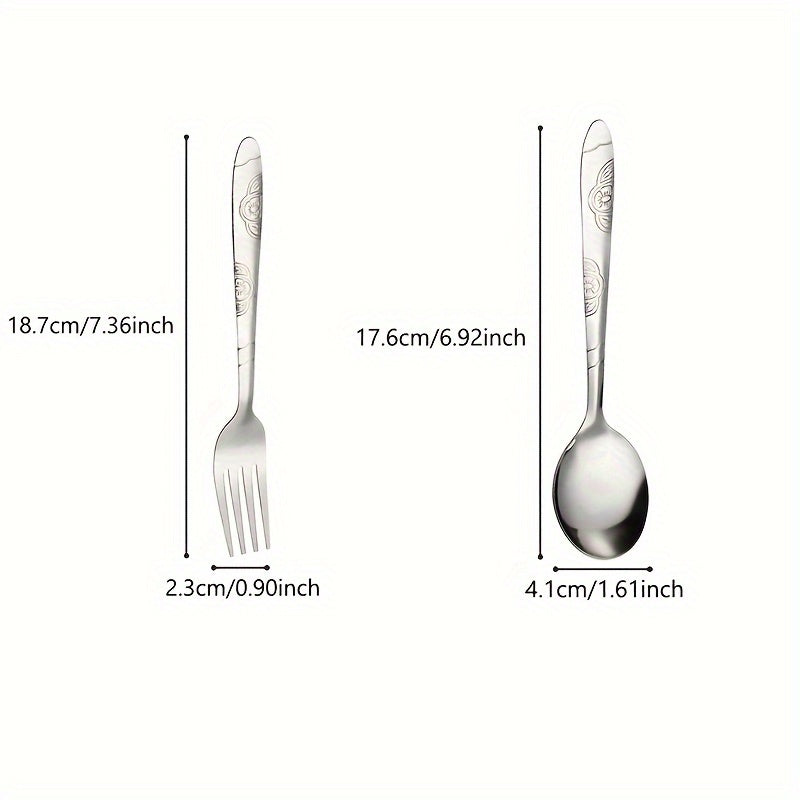 Stainless Steel Salad Dessert Fork Soup Spoon Set