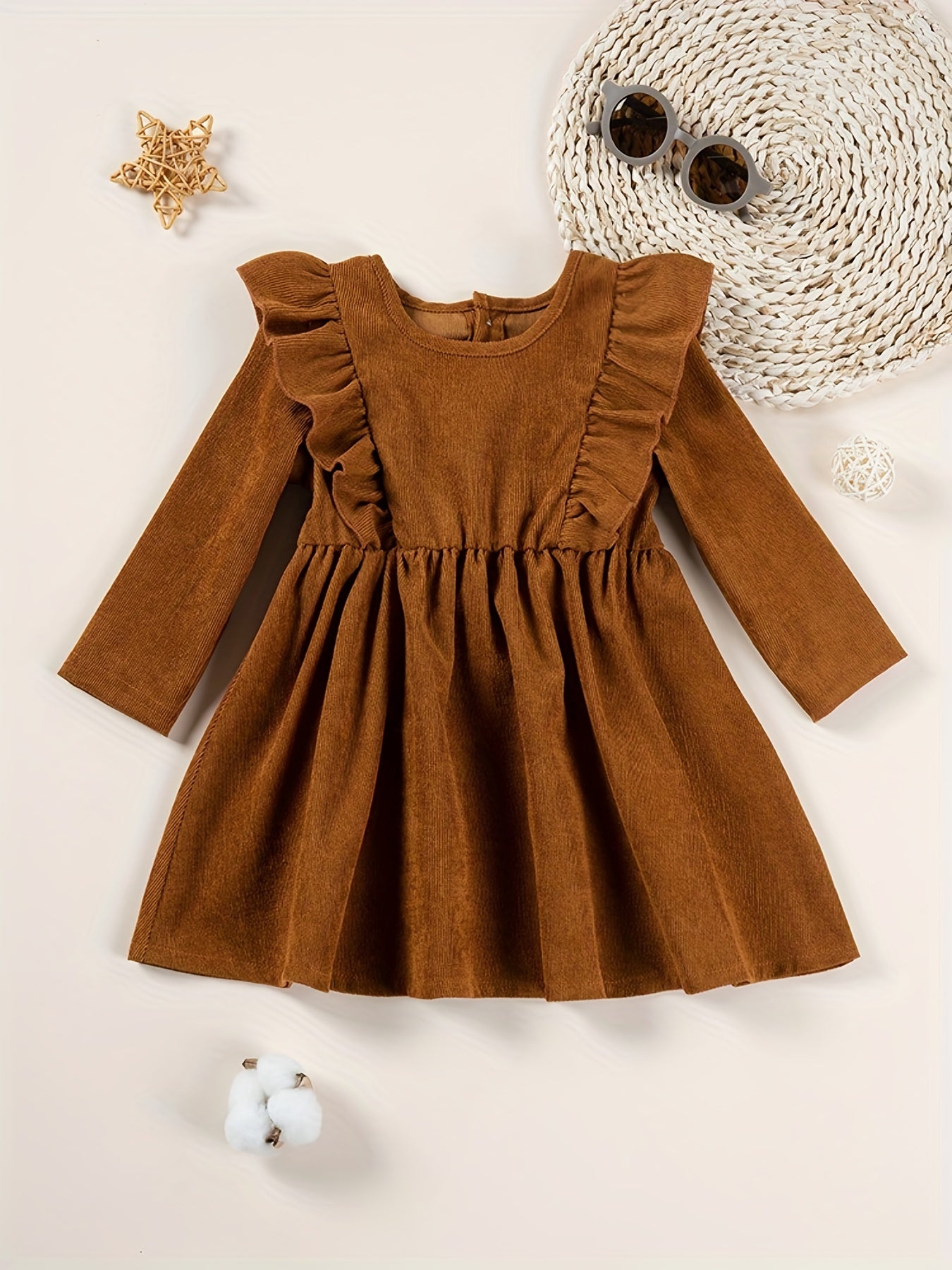Baby Girls Ruffle Sleeve Princess Dresses Spring Autumn 1-5Y