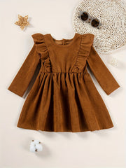 Baby Girls Ruffle Sleeve Princess Dresses Spring Autumn 1-5Y
