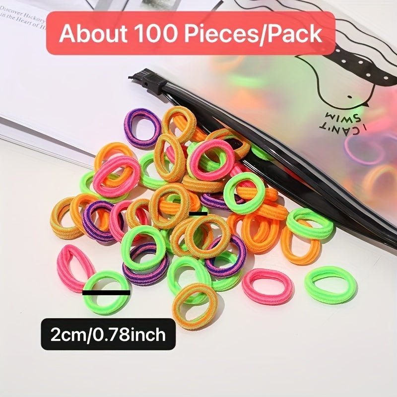 100pcs Colorful Striped Hair Ties Elastic Headbands Hair Rope