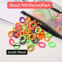 100pcs Colorful Striped Hair Ties Elastic Headbands Hair Rope