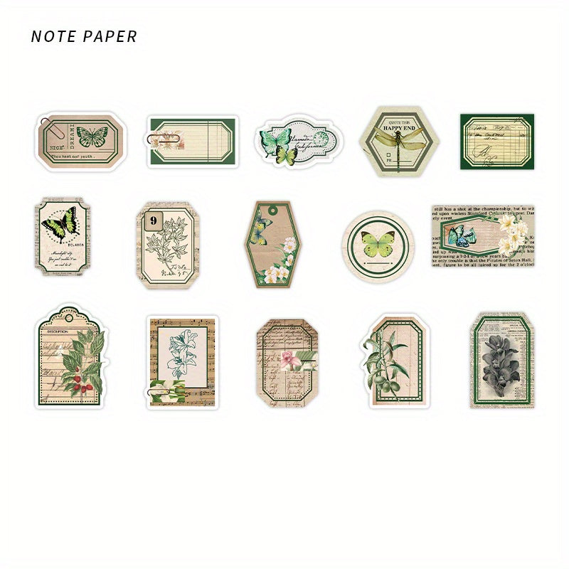 Vintage Flower Message Card Cowhide Notes 45 Sheets Boxed