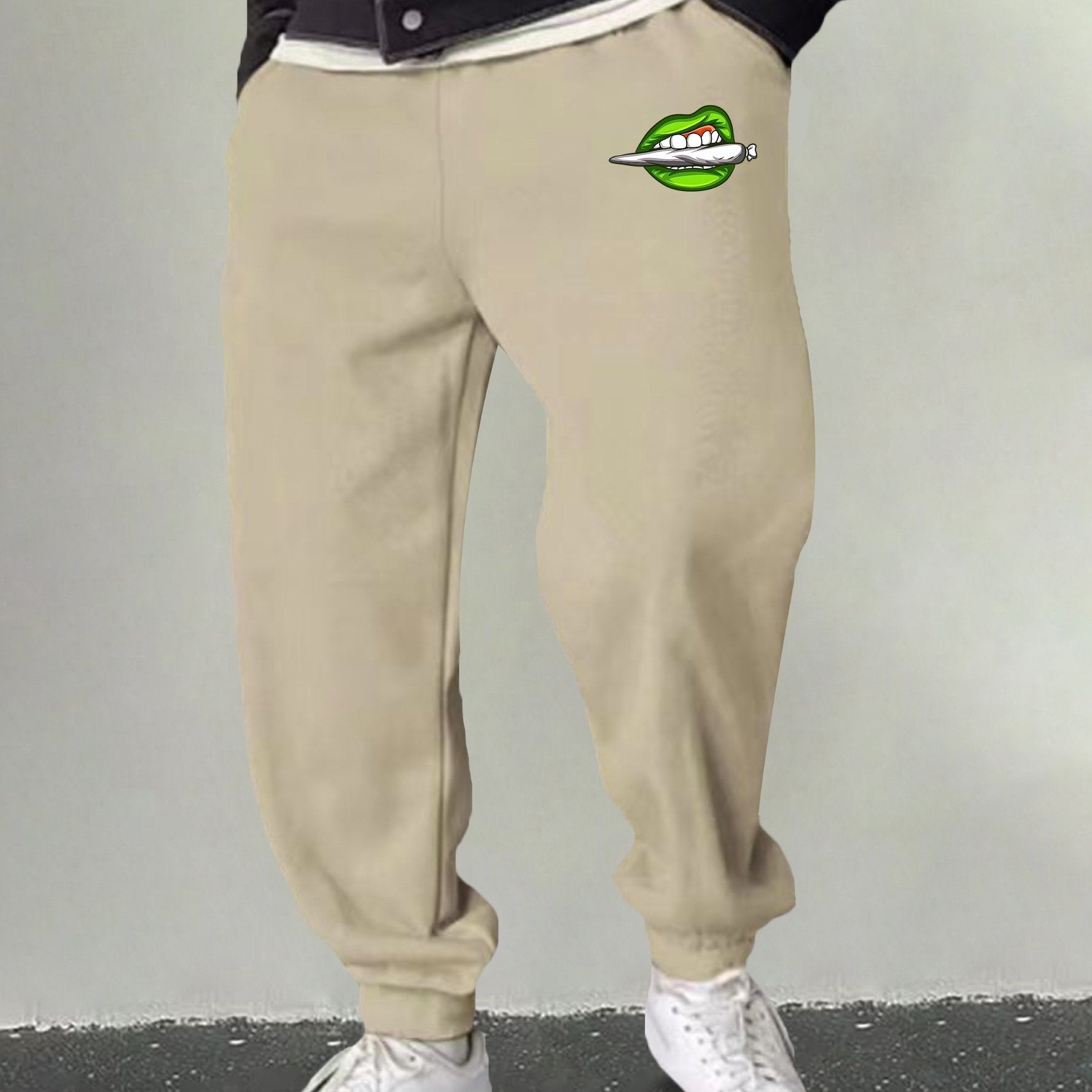 Men's Cartoon Lip Graphic Sweatpants Casual Joggers