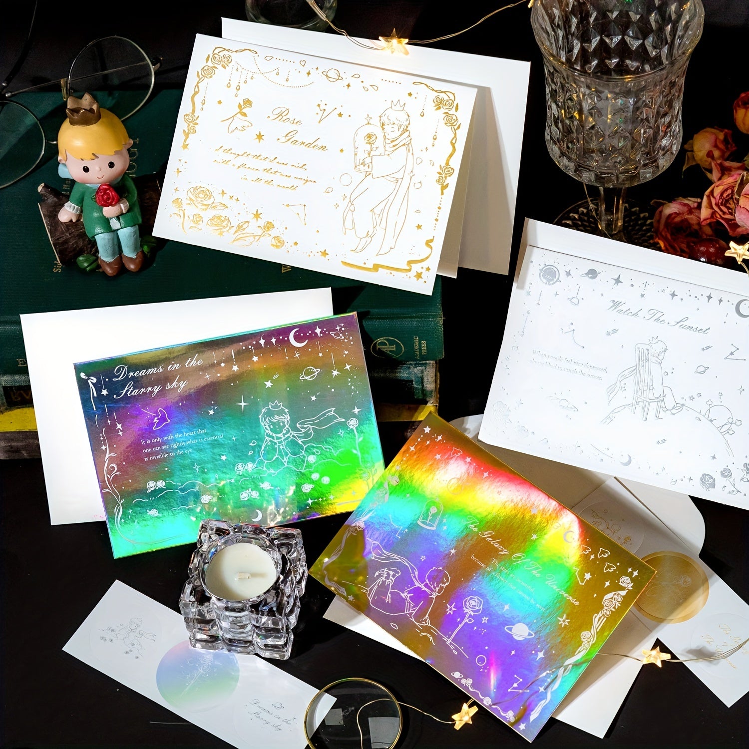 Bronzing Prince And Rose Greeting Card Envelope Set