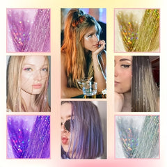 2pcs Y2K Tinsel Hair Extension 10 Colors Glitter Rainbow Synthetic Hair
