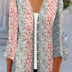  Boho Cardigan Colorblock Floral Print