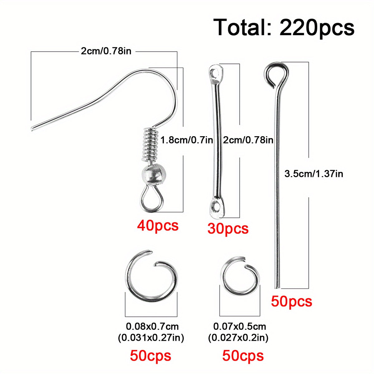 220Pcs Earring Accessories Set for DIY Jewelry Making and Repairing
