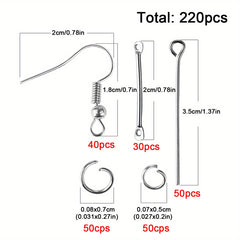 220Pcs Earring Accessories Set for DIY Jewelry Making and Repairing