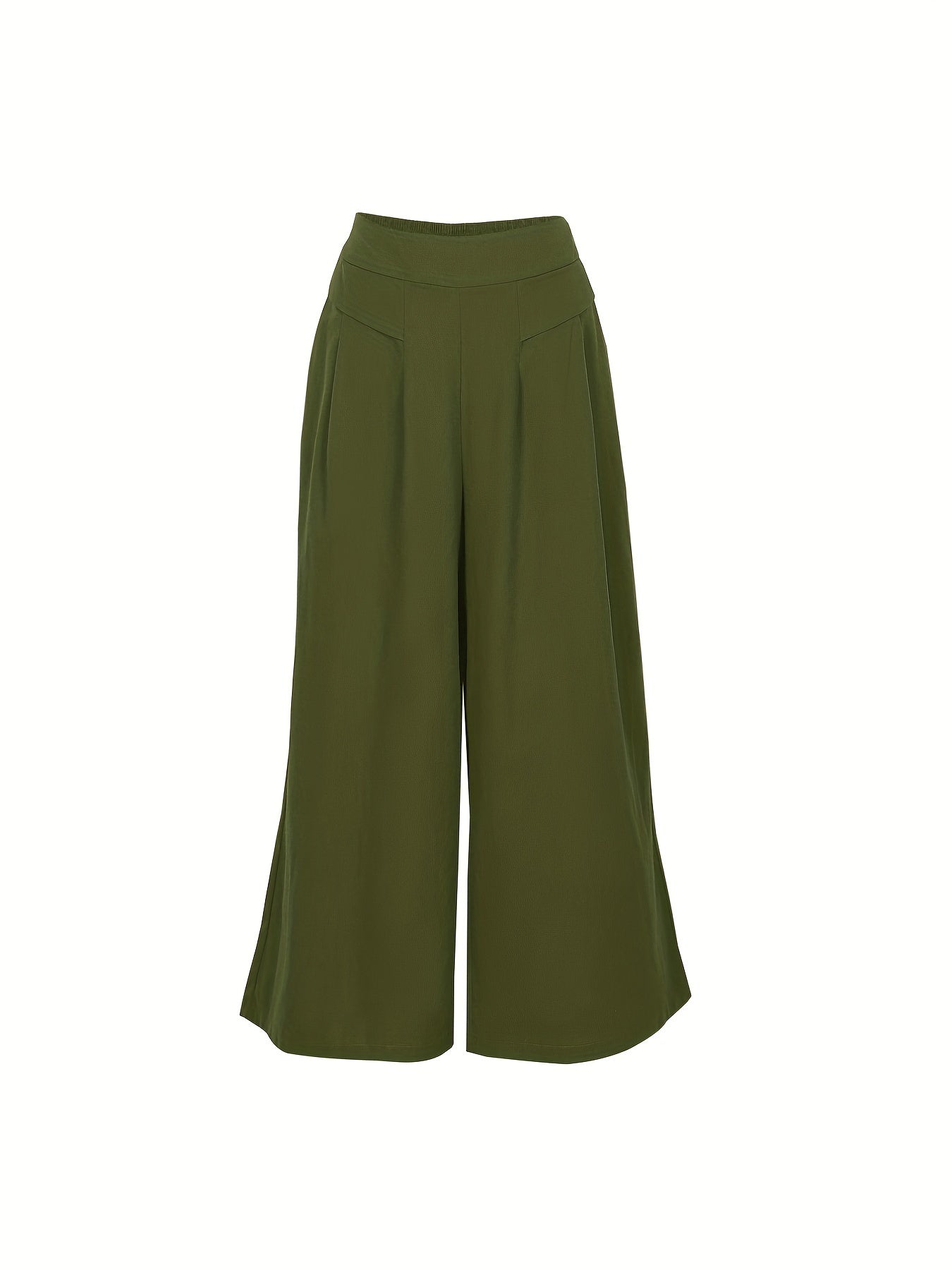 Women's Plus Elastic Wide Leg Pleated Pants