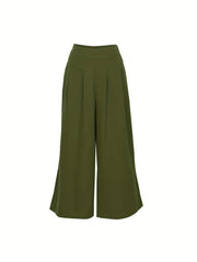 Women's Plus Elastic Wide Leg Pleated Pants