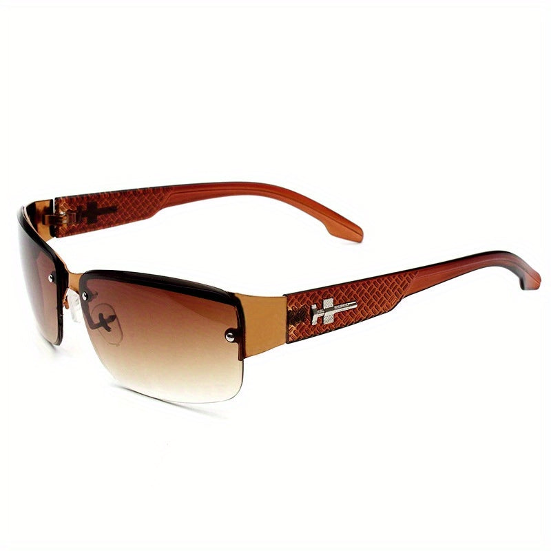 Vintage Small Rectangular Sunglasses for Women Gradient Half Rimless