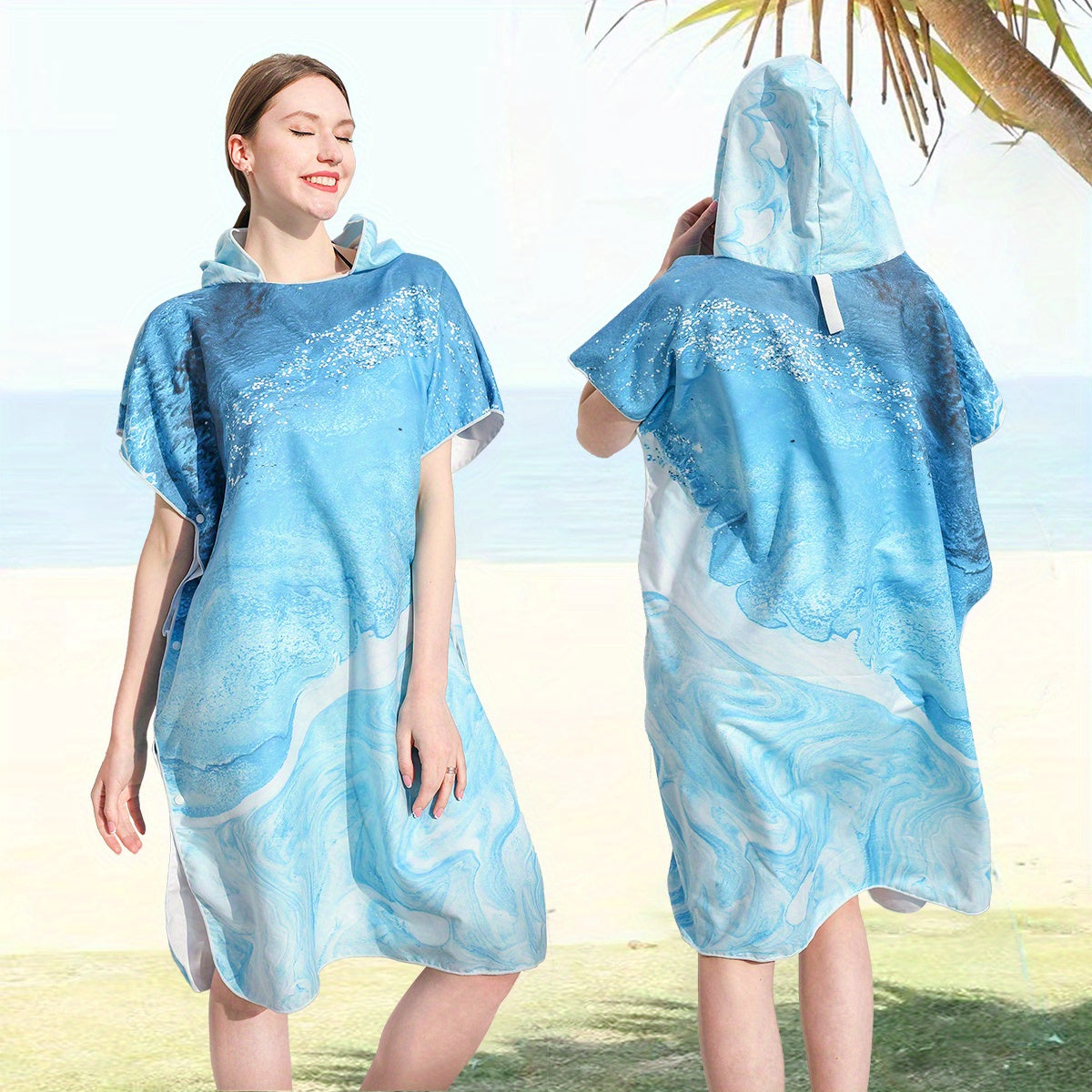 Women's Quick Dry Hooded Towel Spa & Bath Robe Lightweight Bathrobe