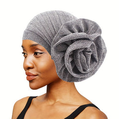 Glitter Turban Cap Head Wrap Solid Bandana Beanie Casual Hijab Head Scarves