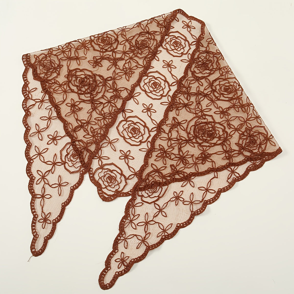 Embroidered Lace Triangle Scarf Vintage Headscarf