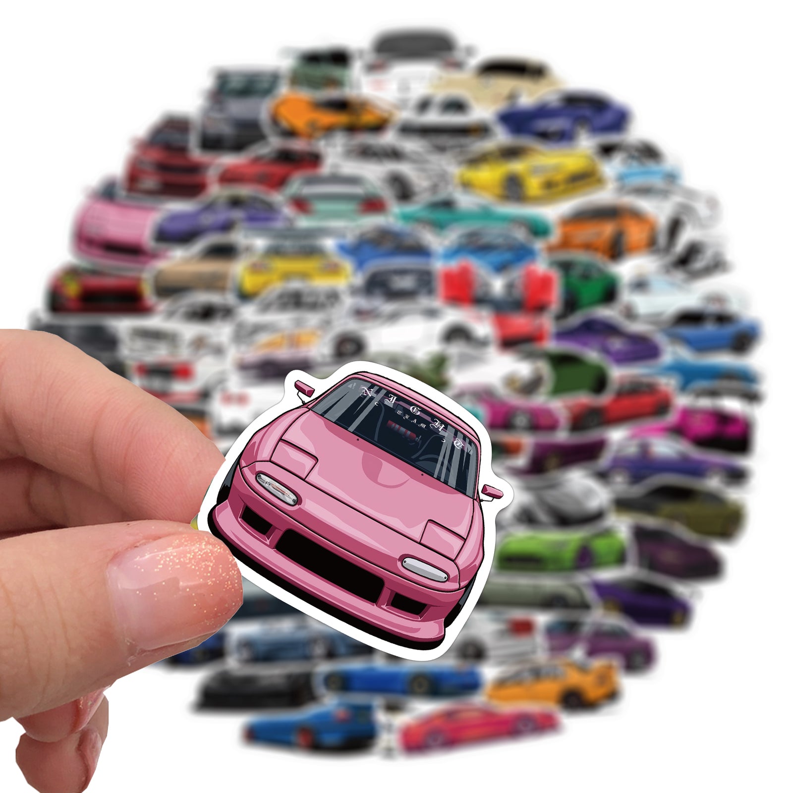 100pcs Cartoon Race Car Waterproof Stickers