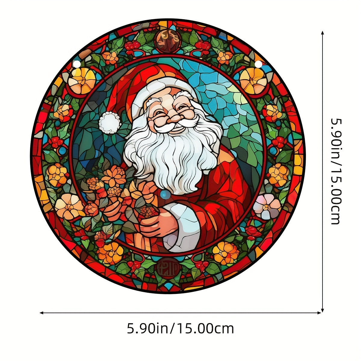 Santa Clause Suncatcher Stained Plastic Window Hanging Christmas Decor