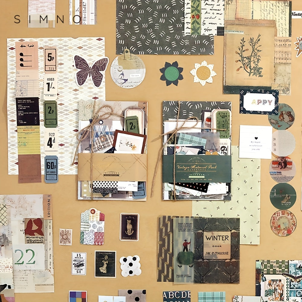 88pcs Retro Scrapbooking Pack for Journals & Diaries