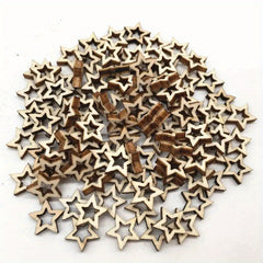 100 Pcs Star Wood Cutouts for Crafts - Christmas Flag Winter Decor