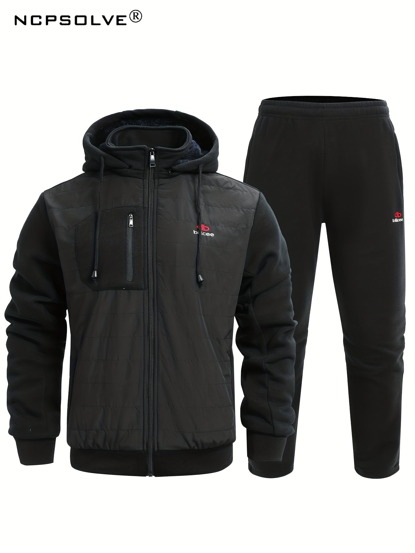 Men's Zip Up Thermal Hooded Jacket & Pants Set