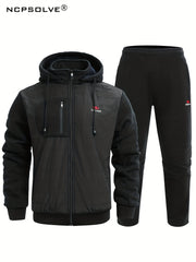 Men's Zip Up Thermal Hooded Jacket & Pants Set