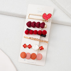 6PCS Multicolor Acrylic Heart Hair Clips for Women