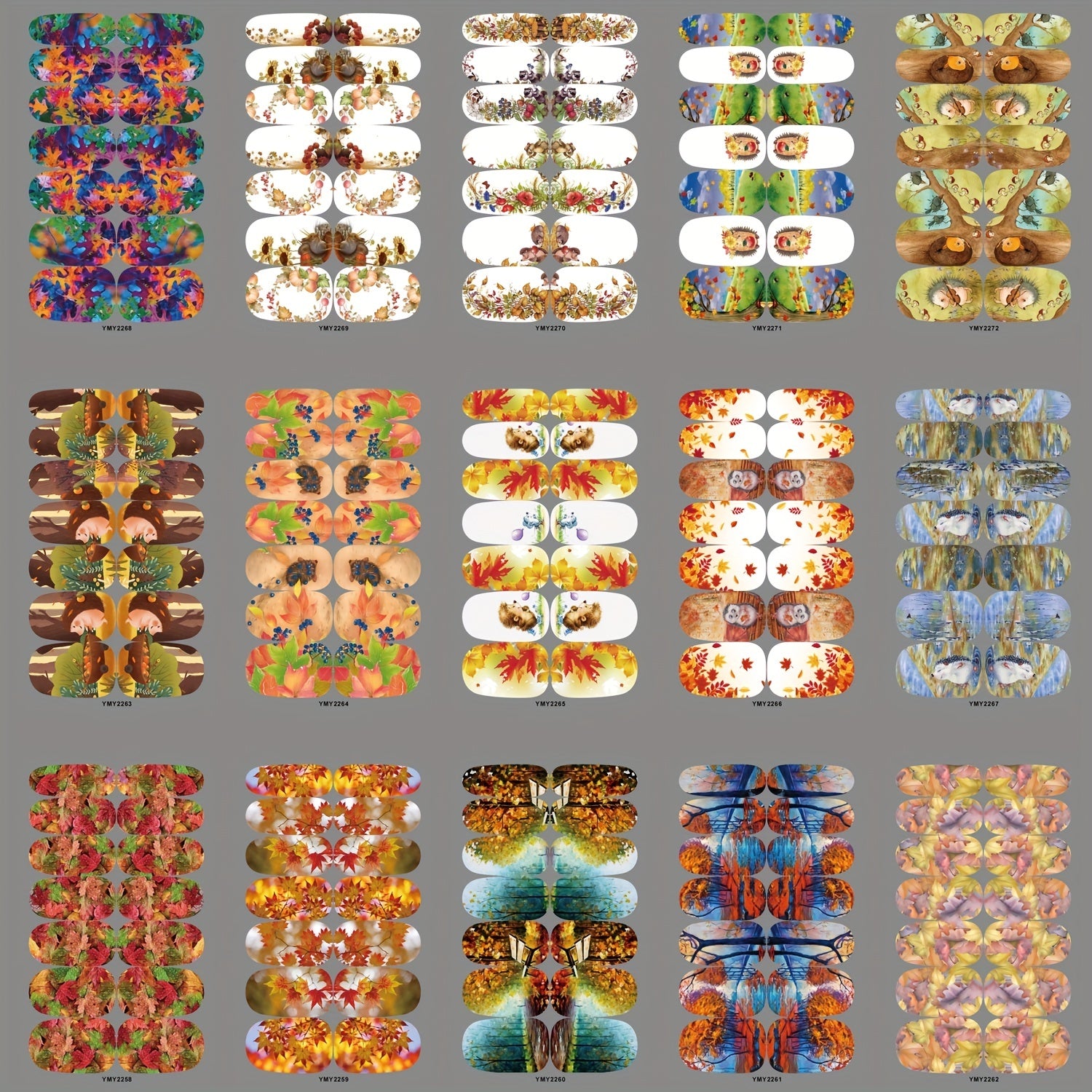 Maple Leaf Nail Art Stickers Full Wrap Nail Polish Strips with Files