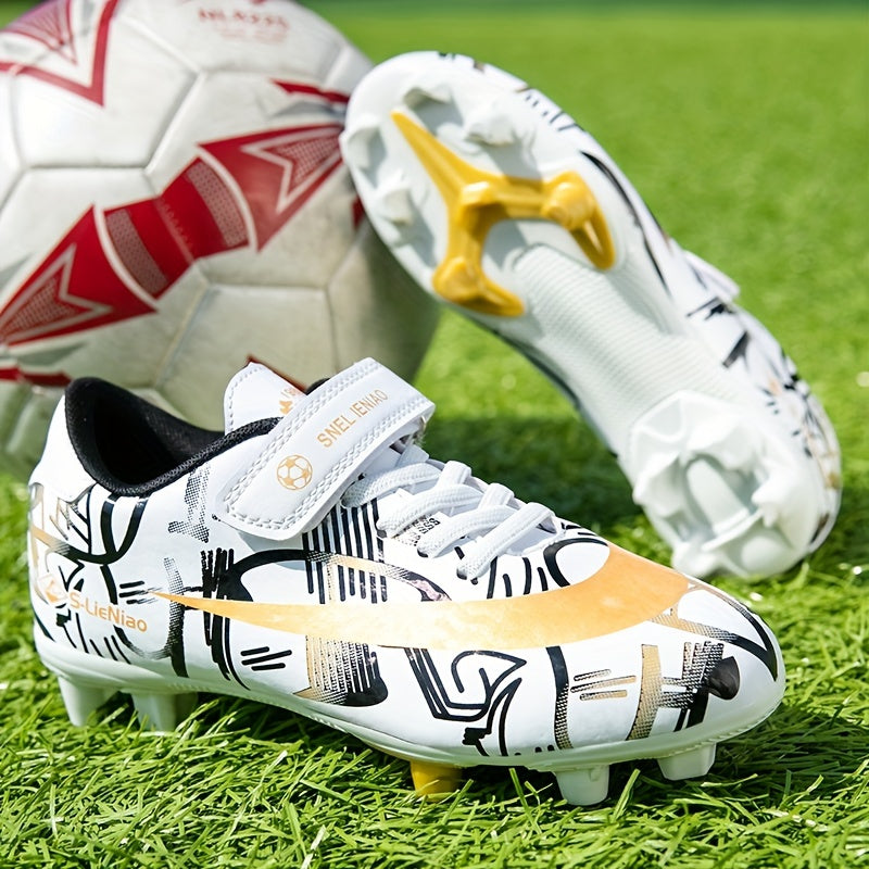 Unisex Kids Teen Soccer Cleats AG Shoes Hook And Loop Fastener