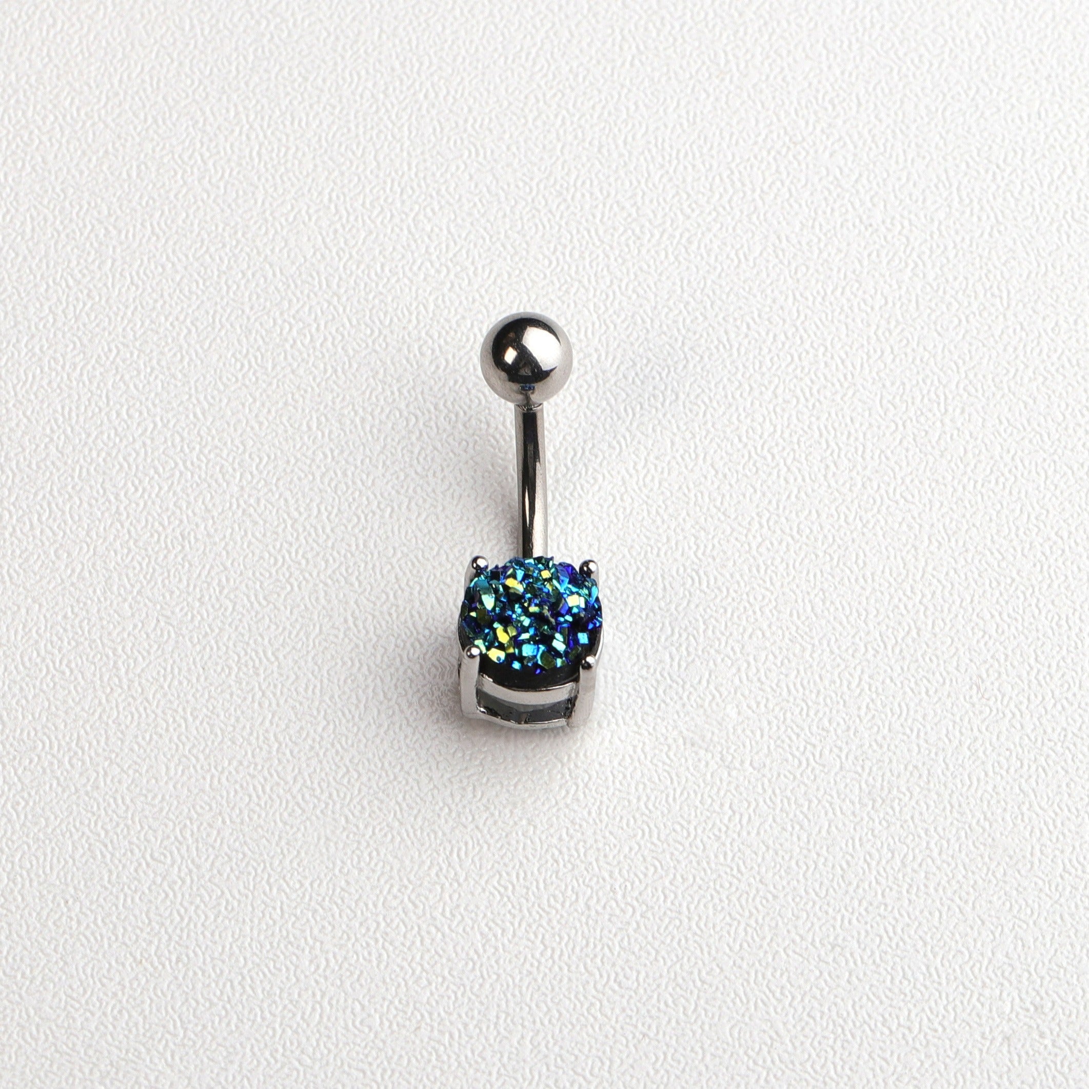 Stainless Steel Horseshoe Belly Button Ring with Zircon Inlay