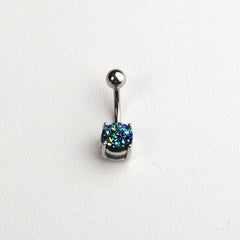 Stainless Steel Horseshoe Belly Button Ring with Zircon Inlay