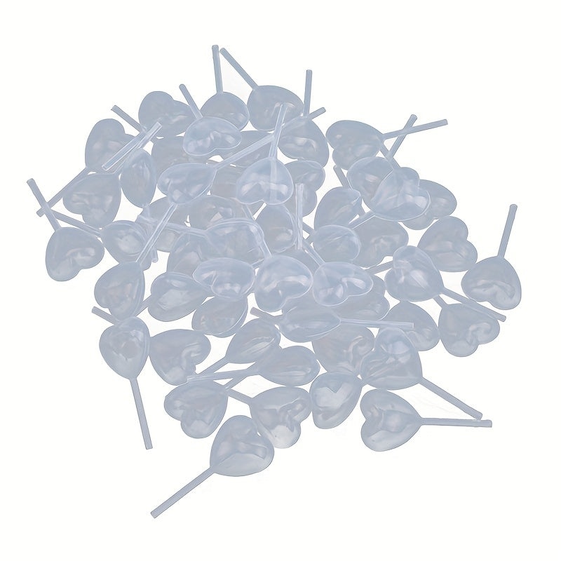50pcs Heart Shaped Plastic Pipette Dropper for Easy Macaron & Jam Injection