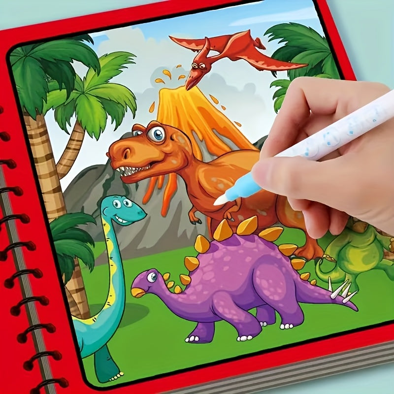 Reusable Magic Watercolor Book for Kids Educational Coloring Set Dinosaur Ocean
