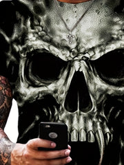 Men's 3D Vintage Skull Graphic T-shirt Casual Breathable Loose Tee