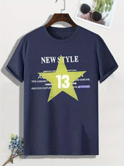 Men's Star & 13 Print T-shirt - Active & Stretchy - Outdoor Tee