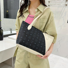 Vintage Printed Tote Bag Zipper Shoulder Bag Sweet Girl's