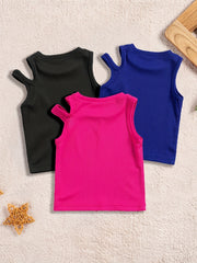 3pcs Baby Girls Summer Strapless Sleeveless T shirt Crop Tops