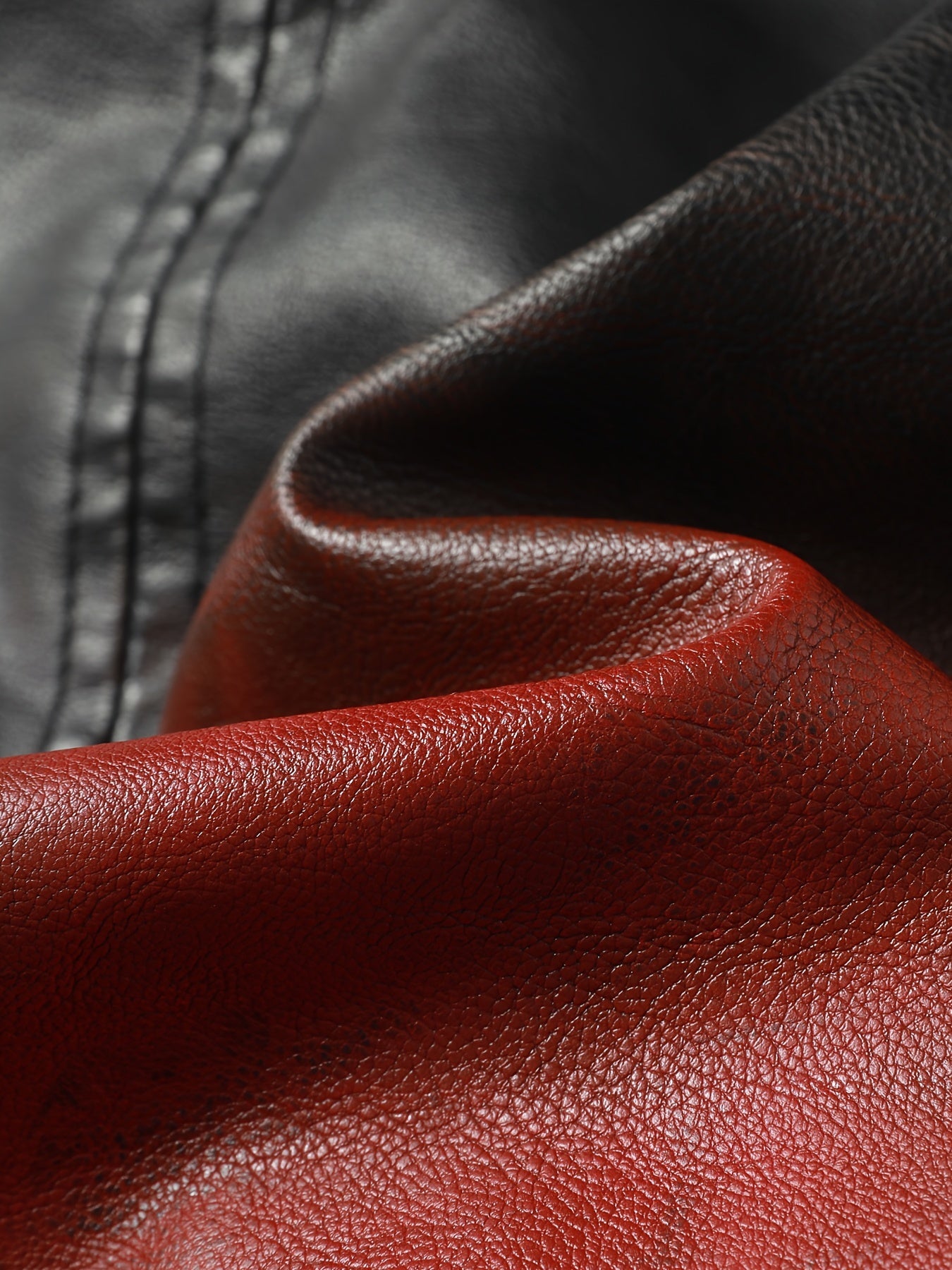 Men's Gradient Pu Leather Hooded Jacket Zip Up Windproof Jacket