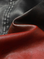 Men's Gradient Pu Leather Hooded Jacket Zip Up Windproof Jacket