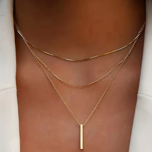 Geometric Pendant Necklace 18K Plated Jewelry