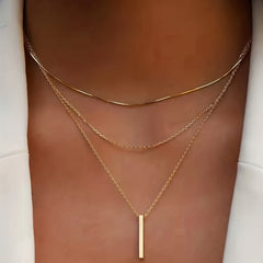 Geometric Pendant Necklace 18K Plated Jewelry