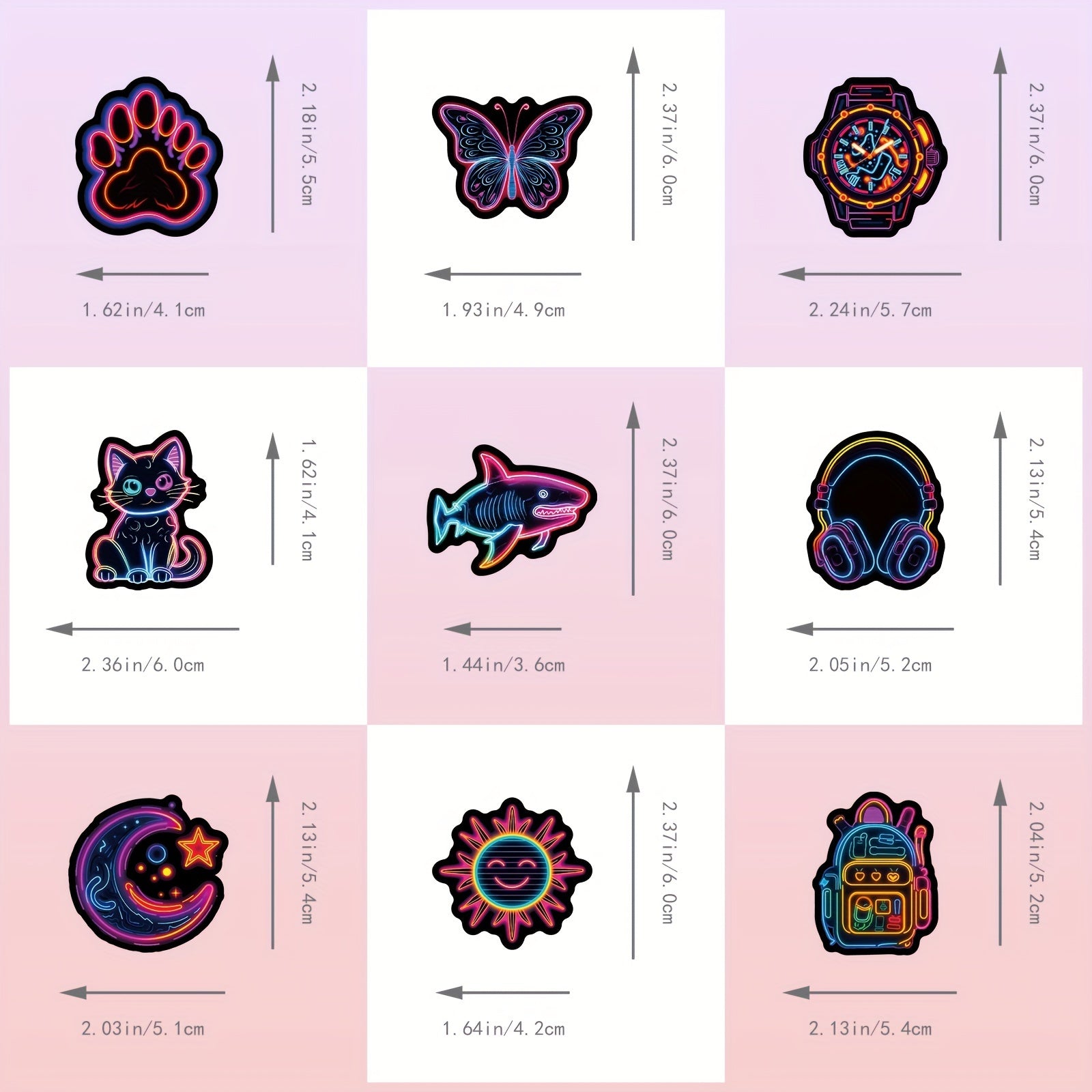 100pcs Neon Mix & Match Fluorescent Stickers | Night Graffiti Stickers