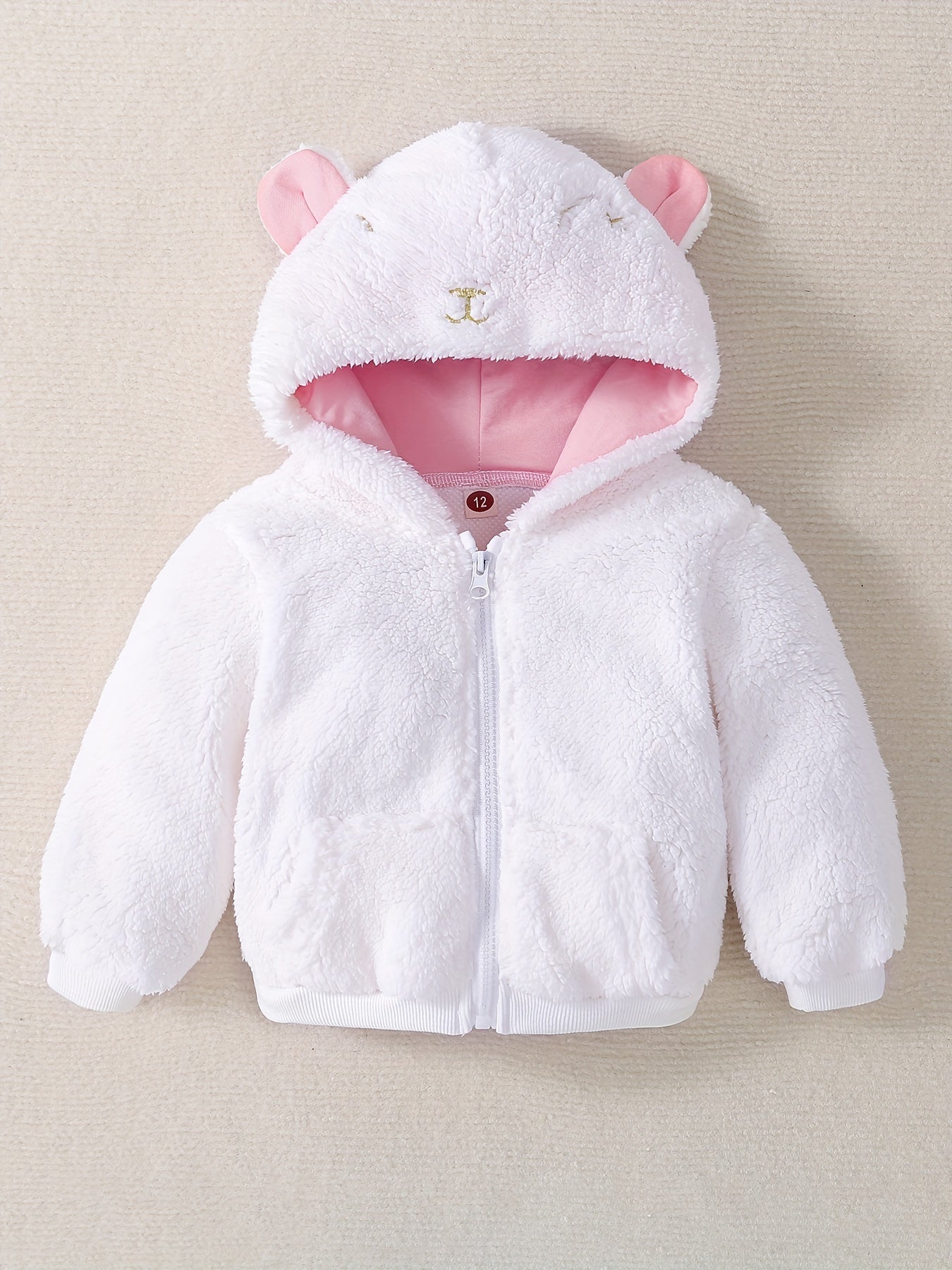 Fleece Bear Jacket For Baby Boys & Girls, Warm Hooded Coat