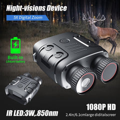 HD Infrared Night Vision Binoculars 5X Digital Zoom 6 1 Cm Screen