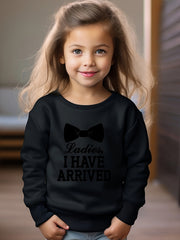 Girls Bow Tie Pattern Crew Neck Sweatshirt For Spring Fall Christmas Gift