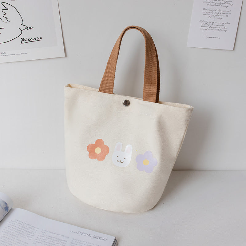 Flower Pattern Canvas Lunch Bag for Work & School
