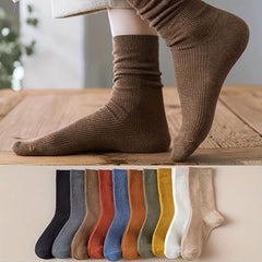 10 Pairs Mid Tube Solid Socks Women's Stockings