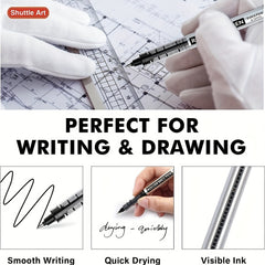 Shuttle Art Roller Ball Pens 10 Pack 0.5mm Fine Point