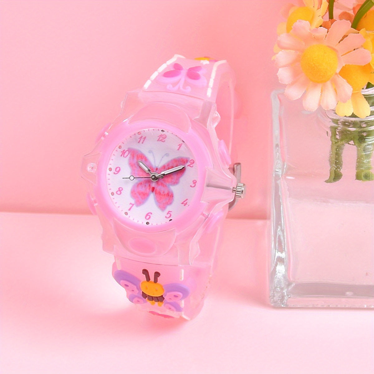Girls' 3D Printed Silicone Strap Butterfly Kids Watch