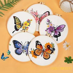Butterfly & Flowers Embroidery Kit DIY Cross Stitch Wall Decoration